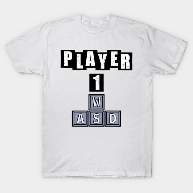 Player One on Keyboard - White T-Shirt by BusyMonkeys